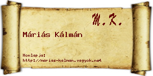 Máriás Kálmán névjegykártya